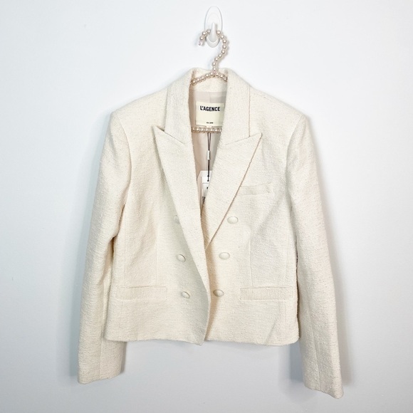 L’AGENCE Brooke Double Breasted Crop Blazer Jacket - Picture 2 of 6